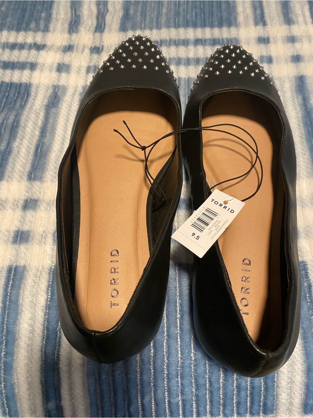 torrid Black Pointed-Toe Studded Ballet Flats